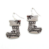 91527, "CHRISTMAS BLESSING" SOCKS DANGLE EARRING, HOLIDAY