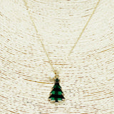 91534, CHRISTMAS TREE BUFFALO PLAID PENDANT NECKLACE, HOLIDAY