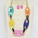 91542, OVAL CELLULOID ACETATE NECKLACE