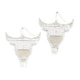 Hammered Western Bull Head Metal Earring