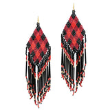 91562, LONG SEED BEADED TASSEL EARRING