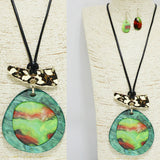 91568, GEOMETRIC CELLULOID ACETATE LONG PENDANT NECKLACE