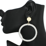 91582, ROUND RING SEED BEAD EARRING