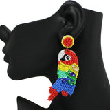 91583, PARROT BIRD SEED BEAD EARRING