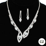 91601, CUBIC ZIRCONIA & RHINESTONE EVENING NECKLACE, WEDDING, BRIDAL, PROM