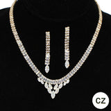 91602, BAGUETTE CUBIC ZIRCONIA & RHINESTONE EVENING NECKLACE, WEDDING, BRIDAL, PROM