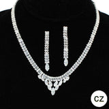 91602, BAGUETTE CUBIC ZIRCONIA & RHINESTONE EVENING NECKLACE, WEDDING, BRIDAL, PROM
