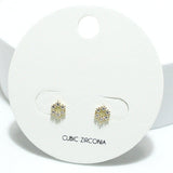 91608, DAINTY ROUND CUBIC ZIRCONIA STUD EARRING