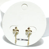 91610, DAINTY FLOWER CUBIC ZIRCONIA DANGLE STUD EARRING