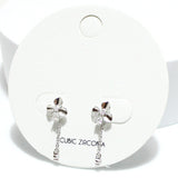 91610, DAINTY FLOWER CUBIC ZIRCONIA DANGLE STUD EARRING