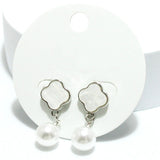 91611, CLOVER WITH PEARL DANGLE EARRING
