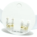 91613, DAINTY RIBBON BOW & CUBIC ZIRCONIA STUD EARRING SET