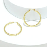91620, 30MM TEXTURED ROUND METAL HOOP EARRING