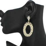91638, OVAL SHAPE RHINESTONE DANGLE EARRING