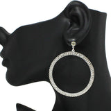 91639, ROUND RING PAVE RHINESTONE DANGLE EARRING