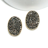 Oval Pave Rhinestone Stud Earring - view 3