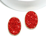Oval Pave Rhinestone Stud Earring - view 2