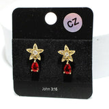 91650, FLOWER ACCENT TEARDROP CUBIC ZIRCONIA EARRING