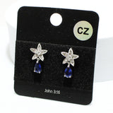 91650, FLOWER ACCENT TEARDROP CUBIC ZIRCONIA EARRING