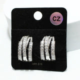 91651, BAGUETTE CUBIC ZIRCONIA STUD EARRING