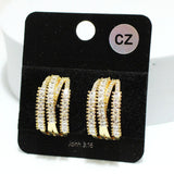 91651, BAGUETTE CUBIC ZIRCONIA STUD EARRING