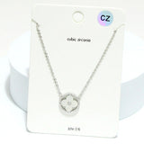 91655, CLOVER CUBIC ZIRCONIA PENDANT NECKLACE