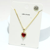 91657, HEART CUBIC ZIRCONIA PENDANT NECKLACE, VALENTINE'S DAY