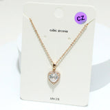 91657, HEART CUBIC ZIRCONIA PENDANT NECKLACE, VALENTINE'S DAY