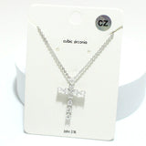 91658, CROSS CUBIC ZIRCONIA PENDANT NECKLACE, RELIGIOUS