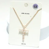 91658, CROSS CUBIC ZIRCONIA PENDANT NECKLACE, RELIGIOUS