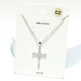 91659, CROSS CUBIC ZIRCONIA PENDANT NECKLACE, RELIGIOUS