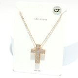 91660, CROSS PAVE CUBIC ZIRCONIA PENDANT NECKLACE, RELIGIOUS