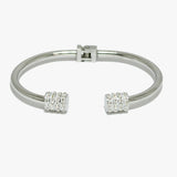 91668, PAVE CUBIC ZIRCONIA ACCENT STAINLESS STEEL CUFF BRACELET