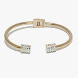 91668, PAVE CUBIC ZIRCONIA ACCENT STAINLESS STEEL CUFF BRACELET