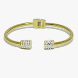 91668, PAVE CUBIC ZIRCONIA ACCENT STAINLESS STEEL CUFF BRACELET