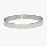 91669, MEDIUM-CLASSIC ROMAN NUMERAL ACCENT STAINLESS STEEL OPEN BRACELET