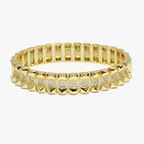 91671, SPIKE KNOT ACCENT CUBIC ZIRCONIA STAINLESS STEEL OPEN BRACELET