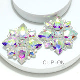 91676, OVERSIZED RHINESTONE EVENING CLIP ON EARRING, WEDDING, BRIDAL, PROM