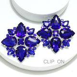 91676, OVERSIZED RHINESTONE EVENING CLIP ON EARRING, WEDDING, BRIDAL, PROM