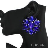 91677, OVERSIZED RHINESTONE EVENING CLIP ON EARRING, WEDDING, BRIDAL, PROM