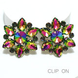 91677, OVERSIZED RHINESTONE EVENING CLIP ON EARRING, WEDDING, BRIDAL, PROM