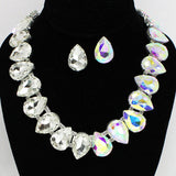 91679, TEARDROP ACCENT RHINESTONE EVENING NECKLACE, WEDDING, BRIDAL, PROM
