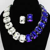 91680, RECTANGLE ACCENT RHINESTONE EVENING NECKLACE, WEDDING, BRIDAL, PROM