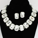 091680, RECTANGLE ACCENT RHINESTONE EVENING NECKLACE, WEDDING, BRIDAL, PROM