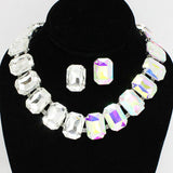 91680, RECTANGLE ACCENT RHINESTONE EVENING NECKLACE, WEDDING, BRIDAL, PROM