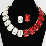 91680, RECTANGLE ACCENT RHINESTONE EVENING NECKLACE, WEDDING, BRIDAL, PROM