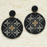 91686, FLOWER ACCENT ROUND SEED BEAD EARRING