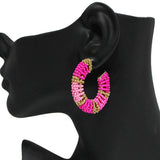 91690, OVAL SEED BEAD HOOP EARRING