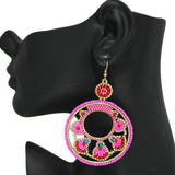 91691, ROUND SEED BEADED DANGLE EARRING
