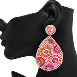 91698, TEARDROP SEED BEADED EARRING
